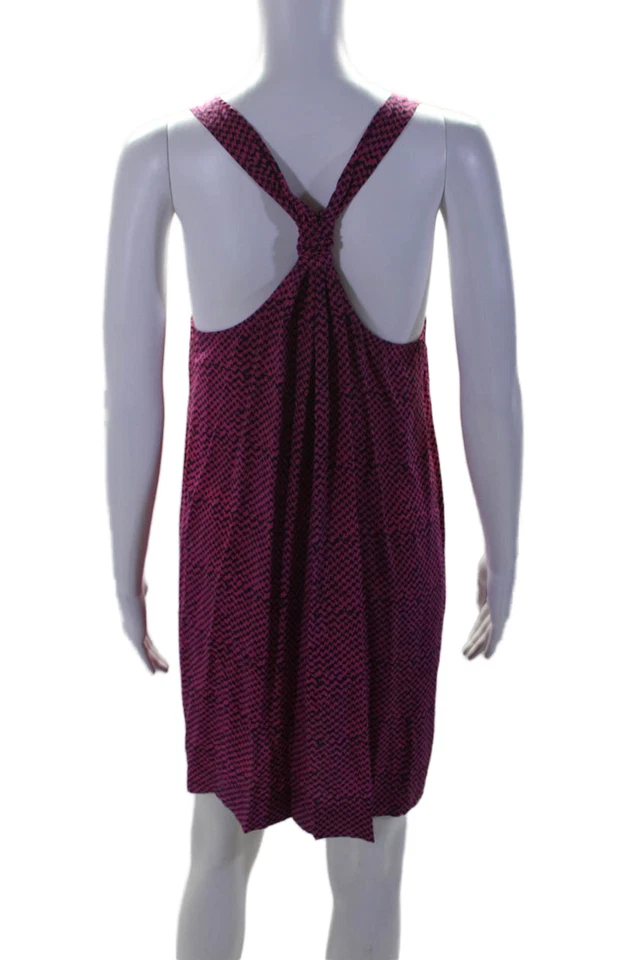 Mini Vestido Joie Para Mujer Seda Estampado Manchado Cuello Redondo Sin Mangas Sin Mangas Rosa Talla M Foto 3 de 4