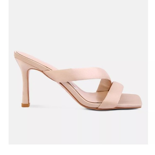 London Rag Spice seidig nude beige Doppelriemen Blockabsatz Sandalen Größe 9 - Bild 6 von 6