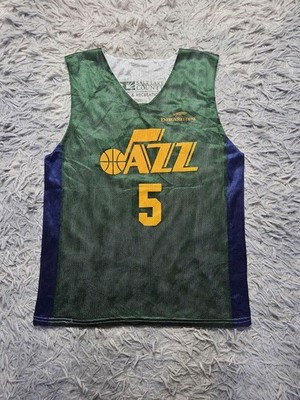 Vintage Utah Jazz Smash Athletics Trikot Reversible Grün Weiß Usa Style 90s