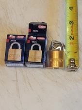 ABUS 55/25 Keyed Alike Security Padlock 55/25mm Brass with 2 Keys, 2pk.