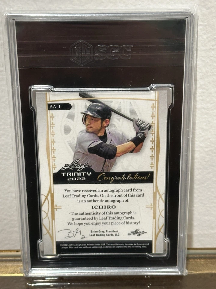 2022 Leaf Trinity Ichiro Suzuki #BA-I1 Red Foil /3 Autographed SGC 9.5 Auto 10 - Image 2 of 2