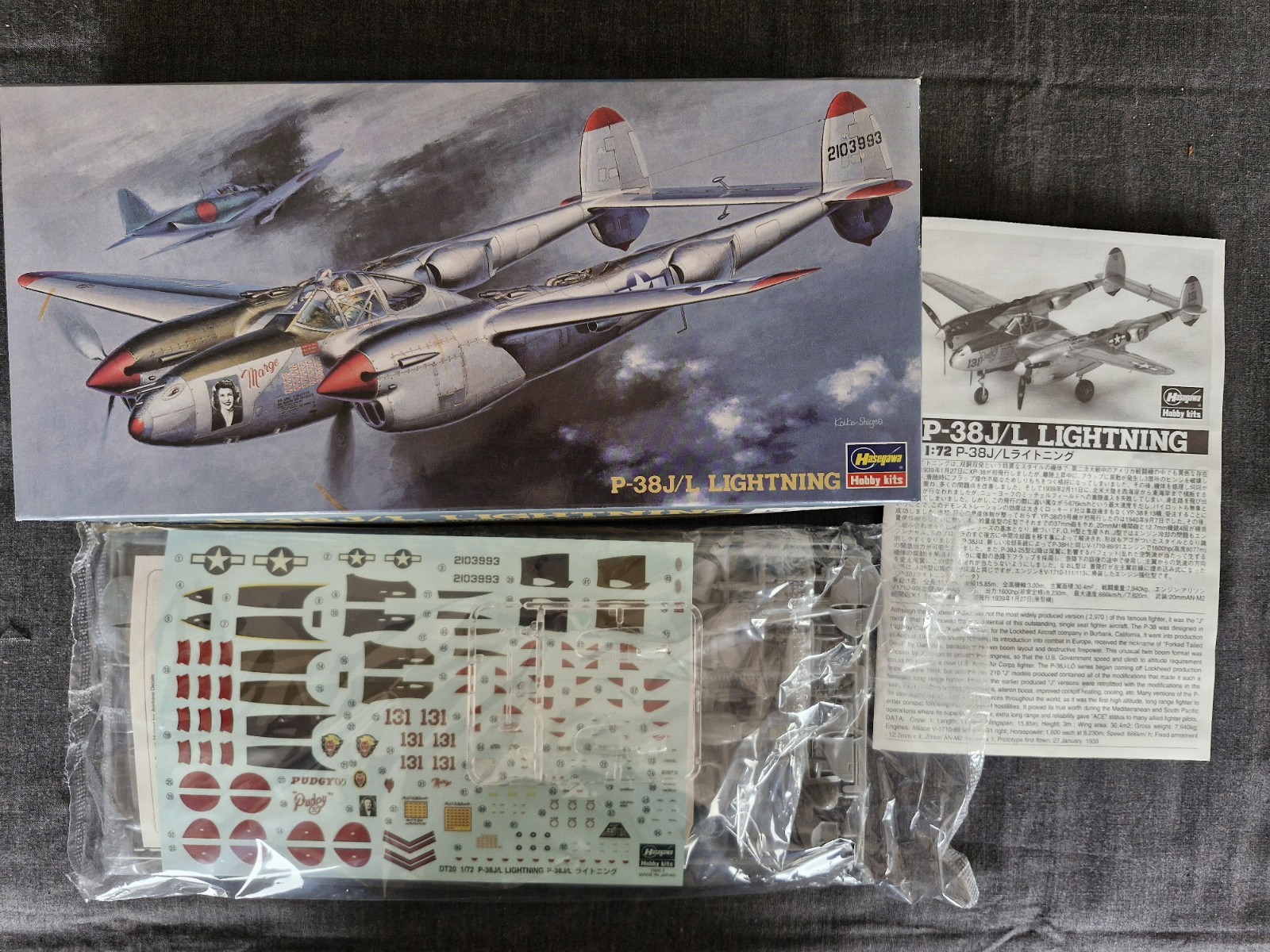 P-38J/L Lightning Hasegawa 1/72 maquette avec hélice et verrière détaillées