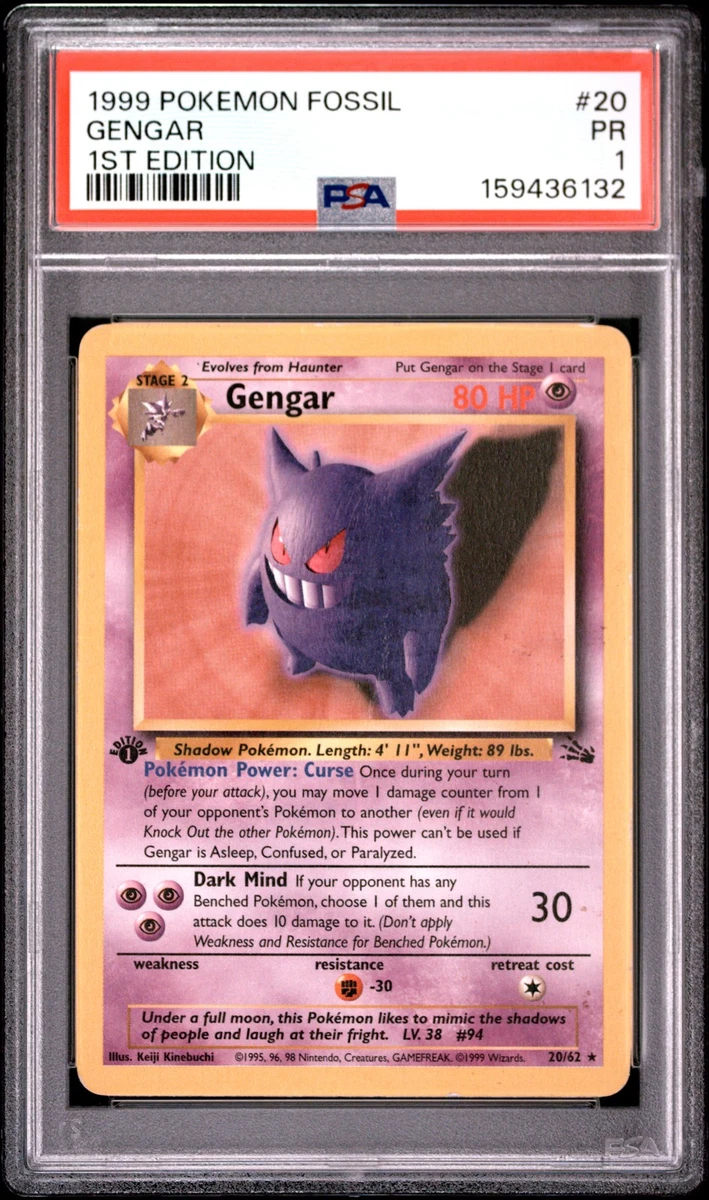 1995 gengar pokemon card Fossil Rare #20 choose 1 of them and this attack does 10 damage to it Gengar Pokmon TCG Rare Fossil