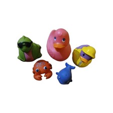 Lot of 9 Rubber Bath Toys Ducks Animals Whale Boat Children Baby Soft Floating