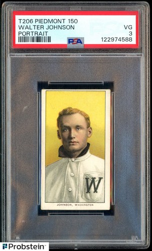 T206 Walter Johnson HOF Portrait Piedmont 150 Subjects PSA 3 VG