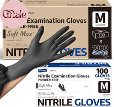 SUPMEDIC Soft Max Disposable Nitrile Exam Gloves, Powder-Free Black 1000 Ct