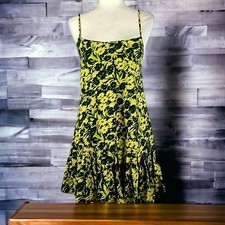 NWT - Urban Outfitters Yellow Black Floral Mini Dress Size: M