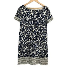 TORY BURCH Cream Dark Navy Women's Dress