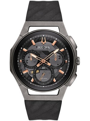 Bulova 98A162 Curv Chronograph Multifunktion Quarz Herren Schwarz Grau 44mm 3...