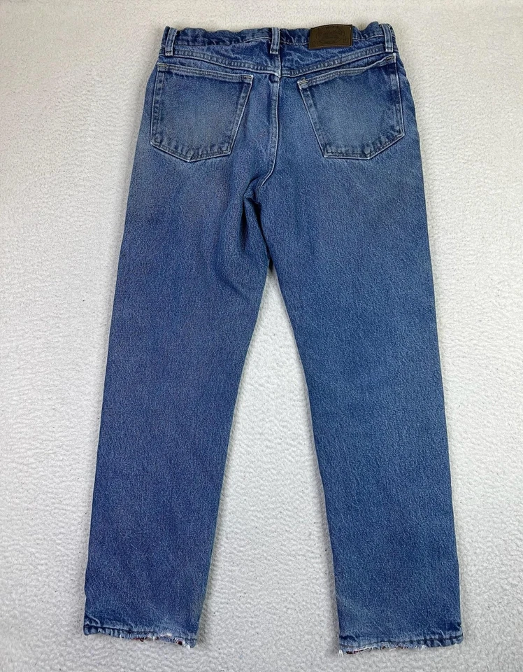 Cabelas Jeans Mens 32x32 Blue Flannel Lined Denim Outdoor Work Pants Hunting - Image 2 of 4