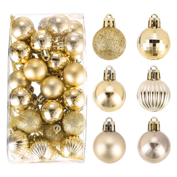36Pcs Christbaumschmuck Kugeln Weihnachtsbaum Deko Gold 1 2 Zoll 3CM-image