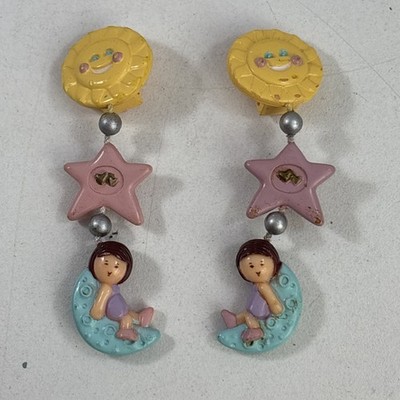 Vintage Bluebird Polly Pocket Star Dream Dangly Clip On Earrings 1991