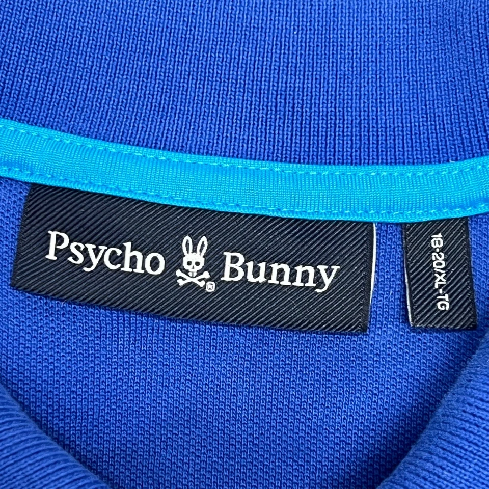 Psycho Bunny Kids Blue Bunny Bone Print Short Sleeve Polo Shirt Size 18-20 XLG - Image 2 of 4
