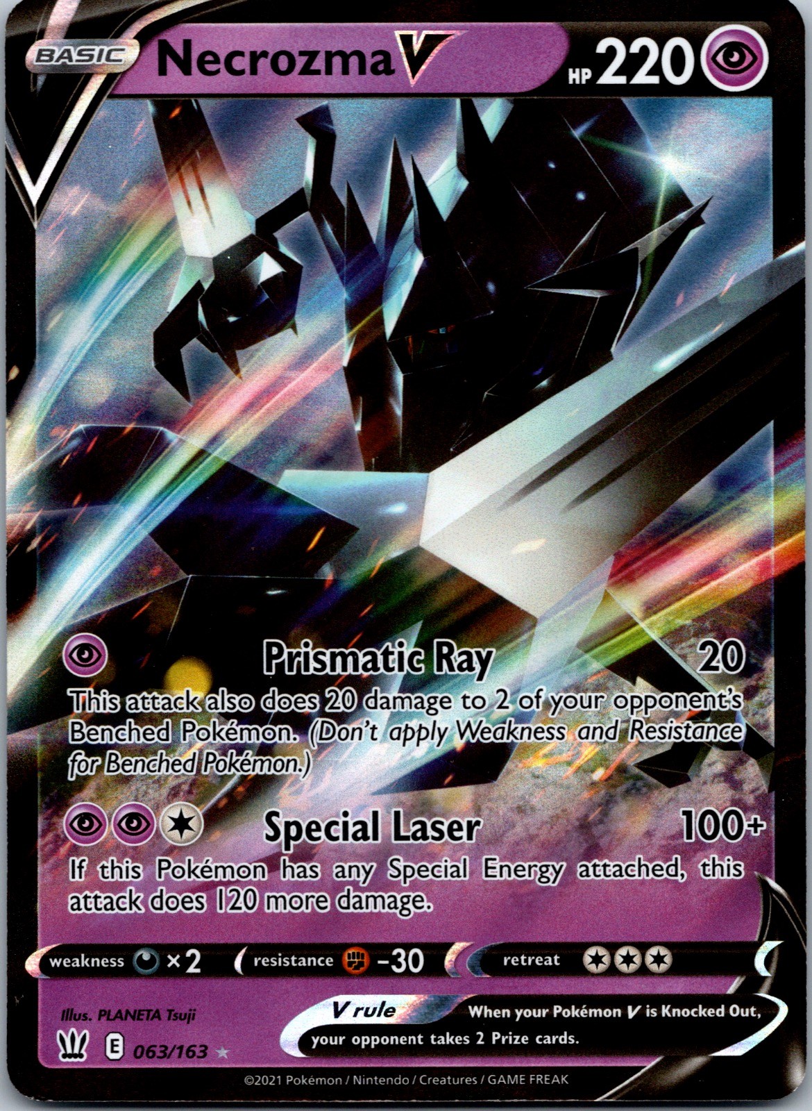 Necrozma V 063/163 Holo V Rare Battle Styles Pokemon Near Mint