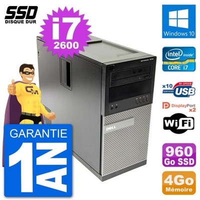 PC tour DELL OptiPlex 7010 Intel Core i7-2600 RAM 4Go SSD 960Go Windows 10 Wifi