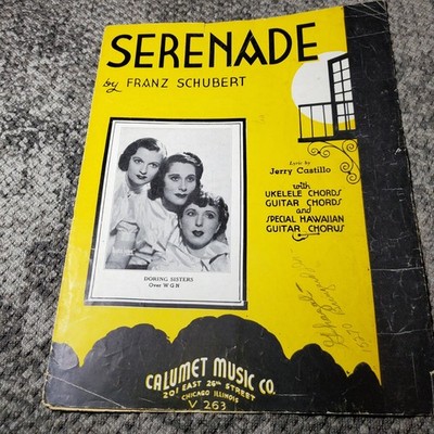 Serenade Sheet Music Doring Sisters Schubert Castillo P/V/G Ukulele Calumet 1935
