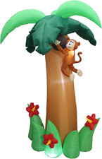 6 Foot Tall Jumbo Summer Party Inflatable Palm Tree with Monkey Coconut and Flow
