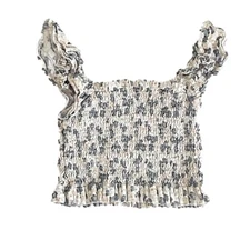 Rylee + Cru Zayla Top Blue Ditsy 4-5Y Girls Cotton Shirt Lightweight