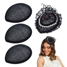 4 PCS Sinamay Hat Fascinator Base 5.1x4.1Inch Linen Hat Fascinator Millinery ...