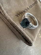 David Yurman Blue Topaz and Diamond Sterling Ring Size 6