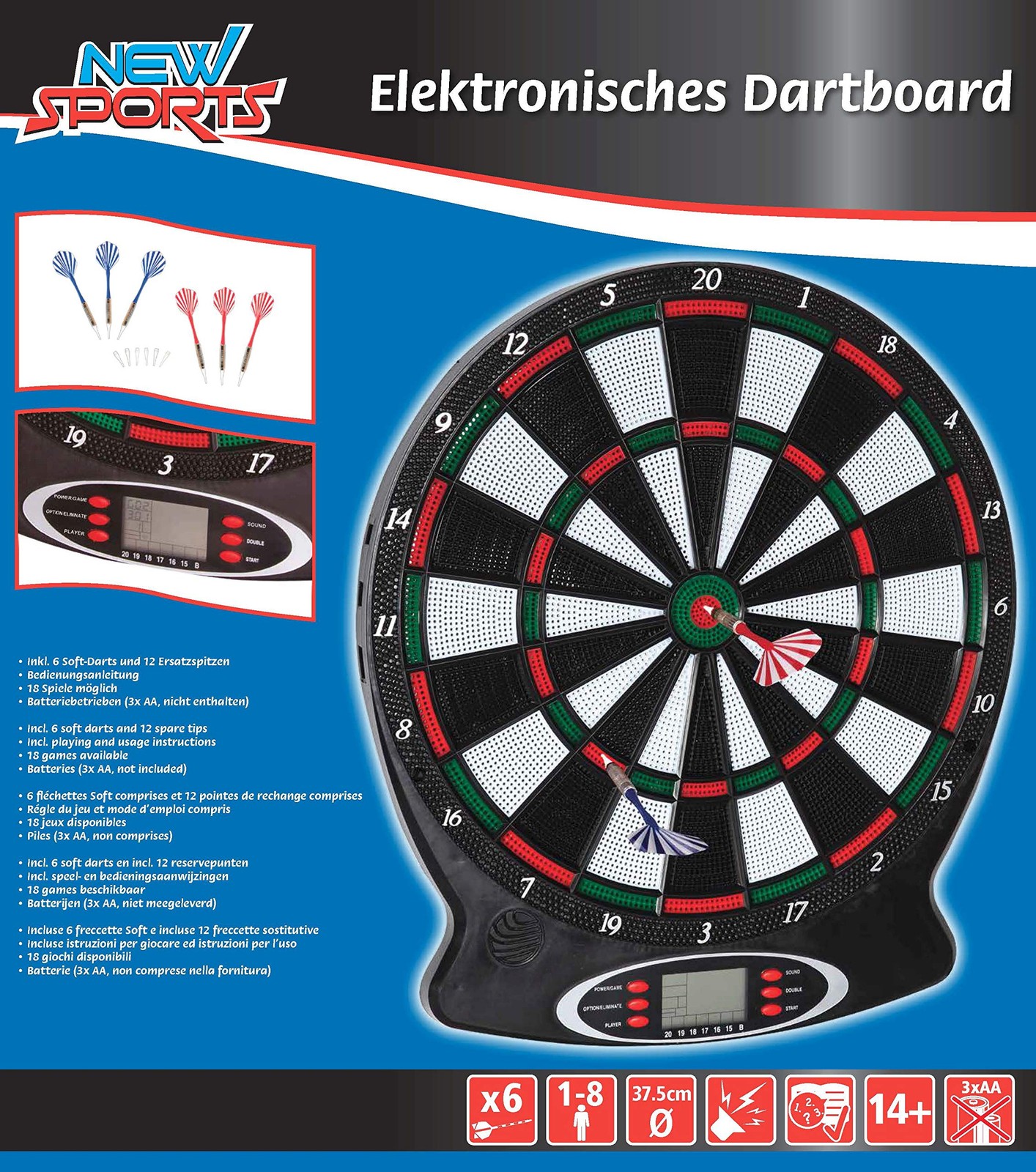 Компания Toy выпустила новую спортивную электронную доску для игры в дартс на 18 игр