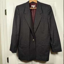 VTG 80s Talbots Power Blazer Dark Academia 100 Wool Made In USA Sz 12