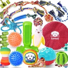 25 Pack Puppy Dog Toys for Teething, Chewing, Squeaky & Interactive Fun