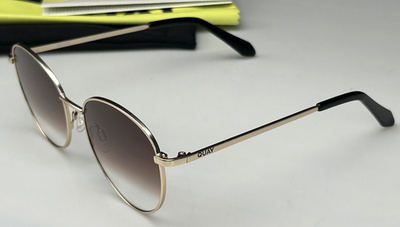 QUAY // ltd ed oversized round sunglasses gold frame brown gradient lens V Gold Sunglasses Collection – Quay main image 4