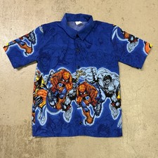 Vintage Marvel Comic Hawaiian Shirt XS Aloha Spider Man Hulk Wolverine USA Made