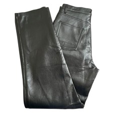 Wilfred Womens 4 Black Faux Leather High Rise Straight Leg Pants