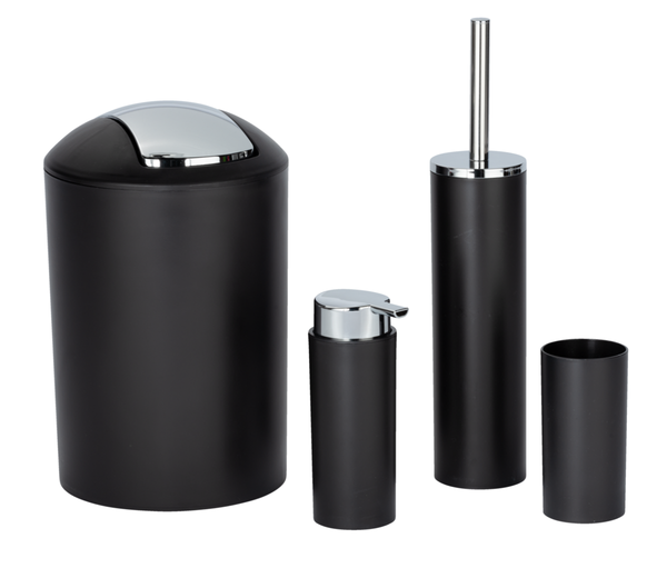 Wenko 4-Teiliges Badset WC BüRste Seifenspender MüLleimer Zahnputzbecher-image
