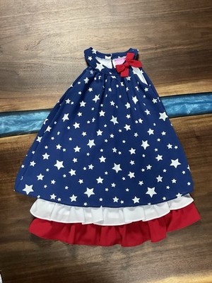 Toddler Girls 5y Dress Red, White, And Blue Stars Cracker Barrel Dress