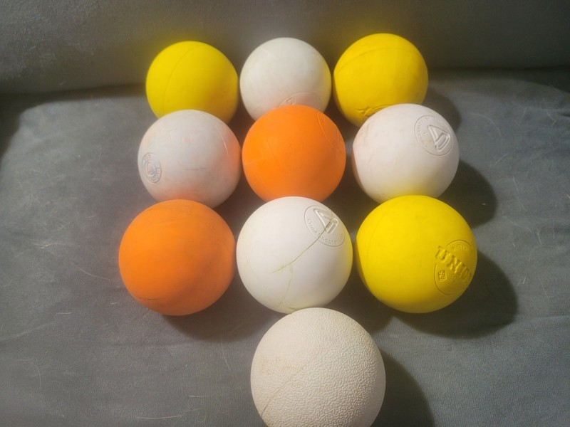 10 multi colored used lacrosse balls great for practice