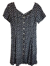 Boutique Europa Dress Womens 8 Dark Floral Mini Babydoll Vintage Y2K Whimsigoth