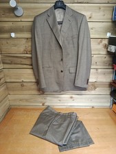 Jeager Pure Wool 2 Piece Suit - 40 S Jacket & W34 S Trousers - Grey Brown Tone
