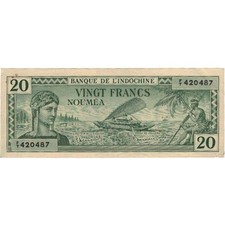 [#806857] Banknote, New Caledonia, 20 Francs, Undated (1944), KM:49, AU