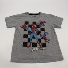 Marvel Spiderman Marvel T-shirt Kids Boys Size 7 Gray Graphic Print Logo . 45258