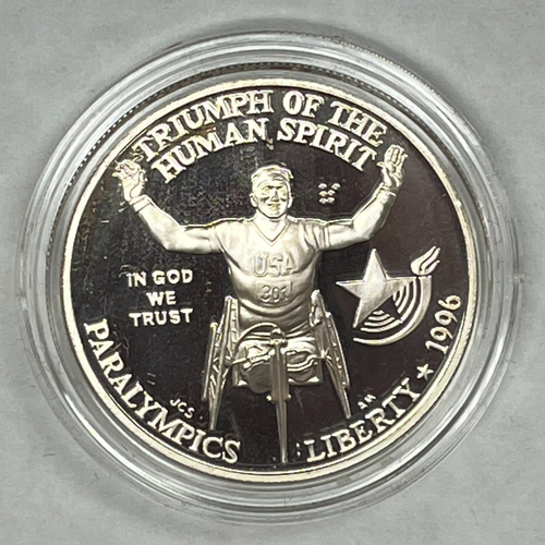 1996 US Mint Olympic Commemorative silver proof 2 coin set - Tennis & Paralympic - Picture 6 of 24