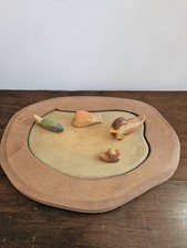 Ostheimer Handcrafted Wooden Two-Piece Pond With 2 Fish And 2 Ducks