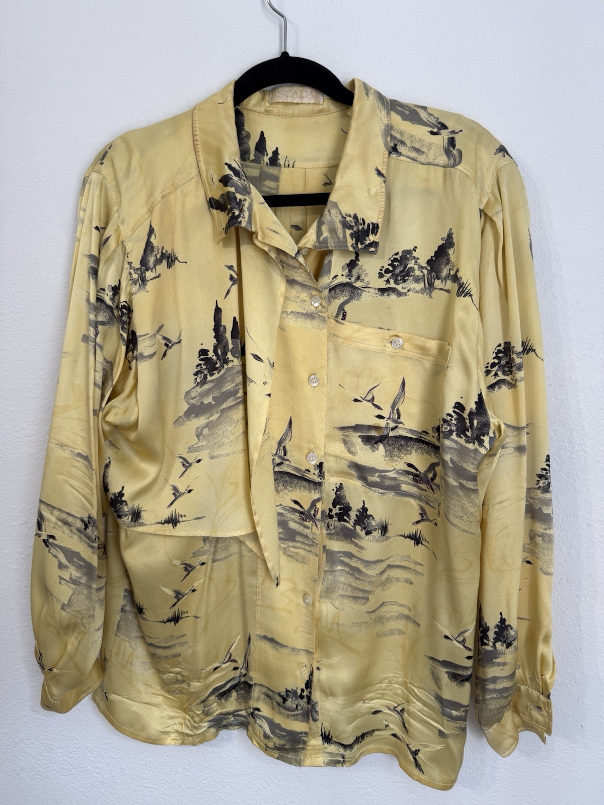 Vintage Women’s Silk Escada Landscape Blouse Size 40 Rare Find!