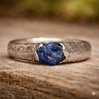 Raw Sapphire Ring 925 Sterling Silver Band Ring Signet Ring Mens & Womens Ring