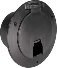RV Power Cord Hatch Cover UV-Stabilized Plastic Snap Lock Door Black