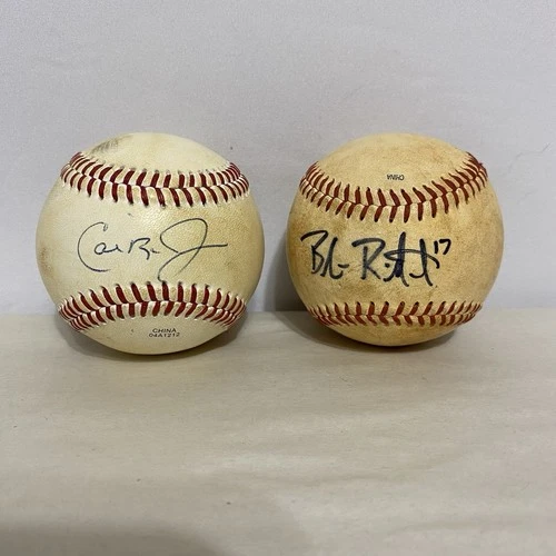 Cal Ripken Jr Autograph On Cal Ripken Baseball & Unknown Autograph On Vtg Ball