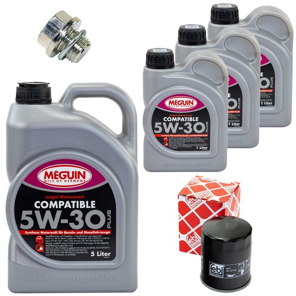 MotoröL Filter Set 5W-30 Plus Meguin 8 Liter + Schraube FüR Mitsubishi Outlander-image