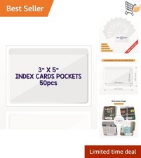 Clear Adhesive Index Card Pockets 3x5 Inch 50 Pack for Organization and Storage