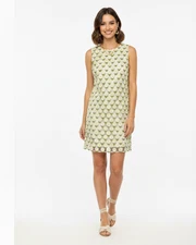 NWT Algo of Switzerland Dress Women Small Shift Daisy Floral Embroidered White