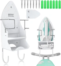 Ironing Board Hanger Wall Mount with Hooks Iron Holder Shelf Organizer Rack