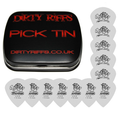 12 x Dunlop Tortex Jazz III 3 weiße Gitarren-Plektren/Plektren 1,50 mm in Plektrinne