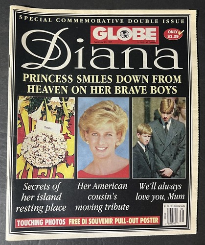 Globe Princess Diana, William and Harry (Sept. 1997) with Pull-Out Poster - Imagen 1 de 22