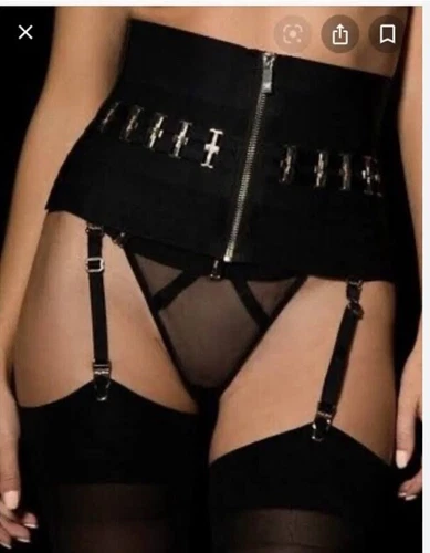 New Honey Birdette Samantha Black Suspender Waspie Size XS - Picture 2 of 6